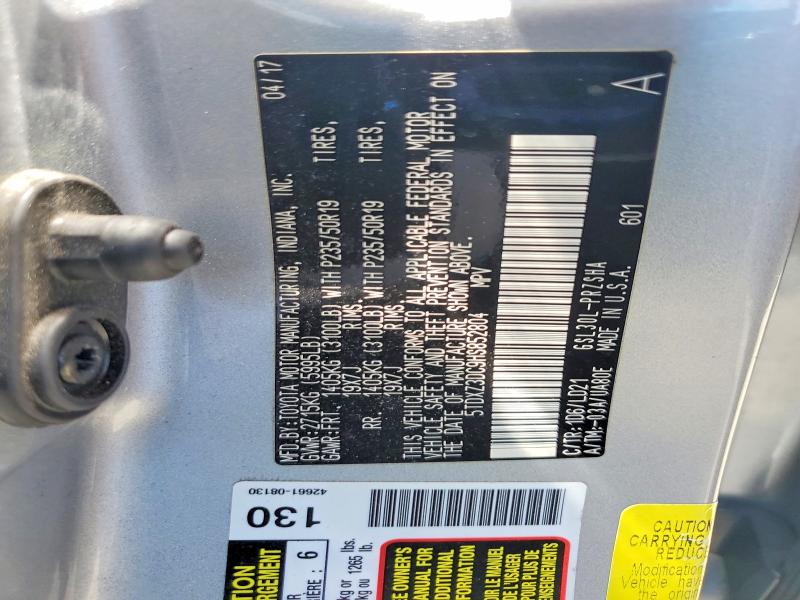 60241636 :رقم المزاد ، 5TDXZ3DC9HS852804 vin ، 2017 Toyota Sienna مزاد بيع