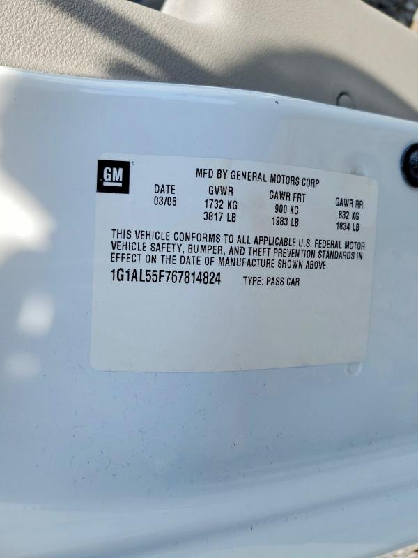 61279716 :رقم المزاد ، 1G1AL55F767814824 vin ، 2006 Chevrolet Cobalt مزاد بيع