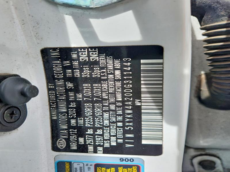 61874966 :رقم المزاد ، 5XYKW4A20DG311443 vin ، 2013 Kia Sorento مزاد بيع