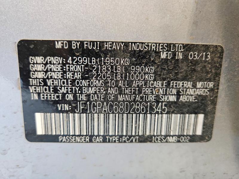 Aukcja sprzedaży 2013 Subaru Impreza, vin: JF1GPAC68D2861345, numer aukcji: 60792226