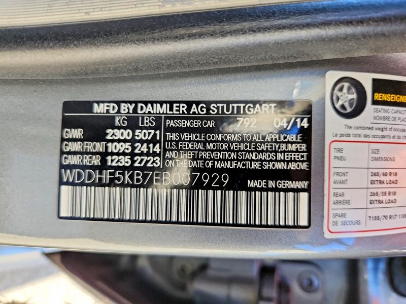 2014 Mercedes-benz E მანქანა იყიდება აუქციონზე, vin: WDDHF5KB7EB007929, აუქციონის ნომერი: 62999956
