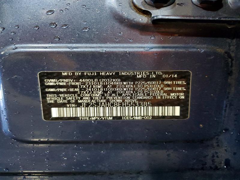 Aukcja sprzedaży 2014 Subaru Forester, vin: JF2SJAHC8EH553385, numer aukcji: 62093906