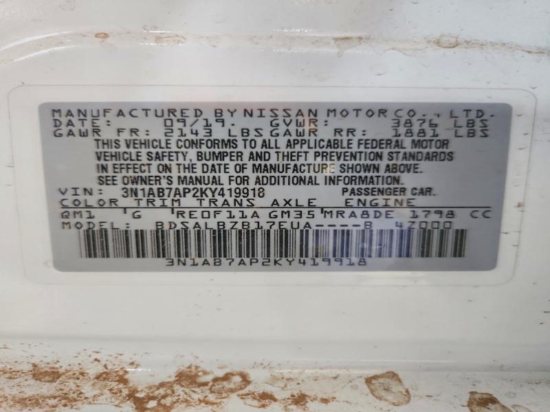 Aukcja sprzedaży 2019 Nissan Sentra, vin: 3N1AB7AP2KY419918, numer aukcji: 61328016