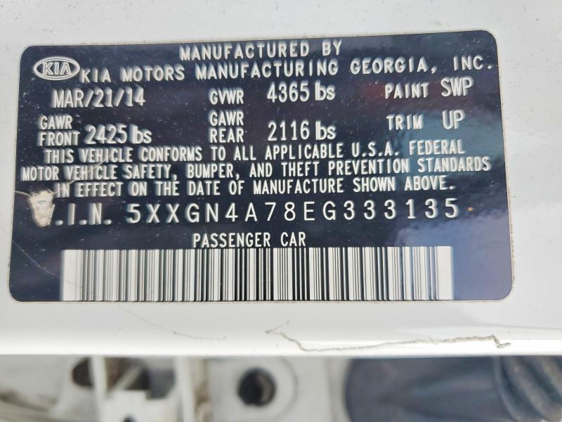 Aukcja sprzedaży 2014 Kia Optima, vin: 5XXGN4A78EG333135, numer aukcji: 62630736