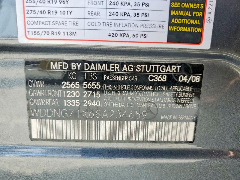Aukcja sprzedaży 2008 Mercedes-benz S, vin: WDDNG71X68A234659, numer aukcji: 61750936