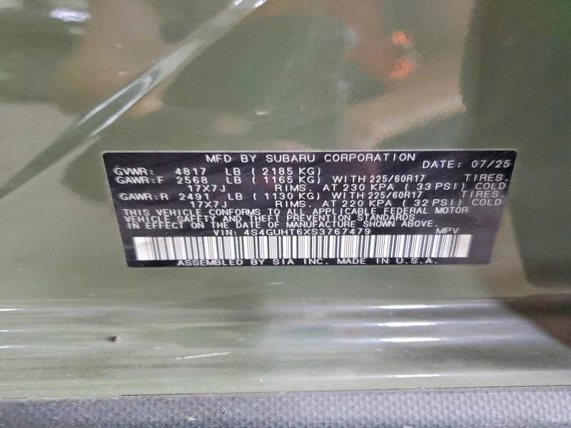 61559516 :رقم المزاد ، 4S4GUHT6XS3767479 vin ، 2025 Subaru Crosstrek مزاد بيع