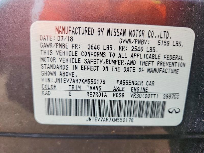 2019 Infiniti Q50 მანქანა იყიდება აუქციონზე, vin: JN1EV7AR7KM550176, აუქციონის ნომერი: 61623096