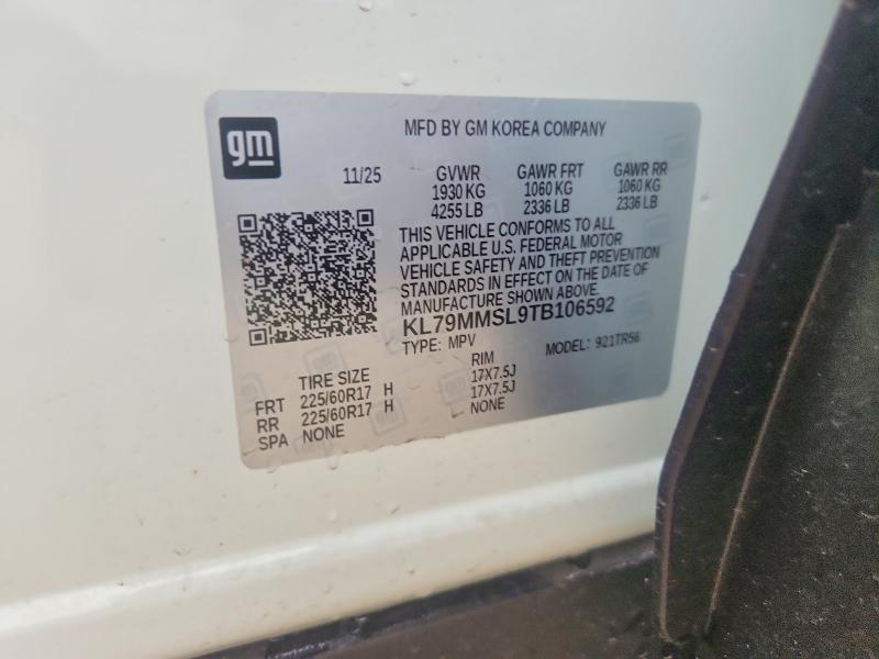 Aukcja sprzedaży 2026 Chevrolet Trailblazer, vin: KL79MMSL9TB106592, numer aukcji: 62628206