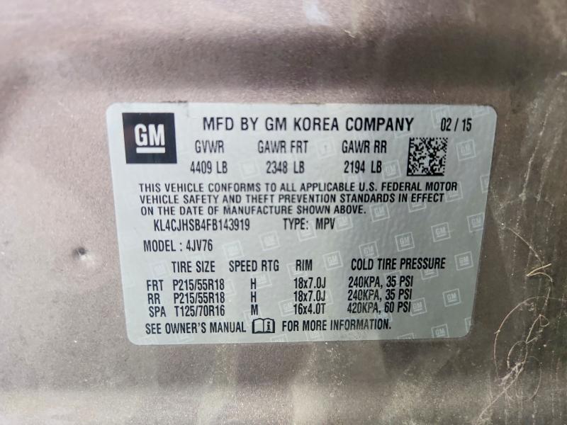 59357116 :رقم المزاد ، KL4CJHSB4FB143919 vin ، 2015 Buick Encore مزاد بيع