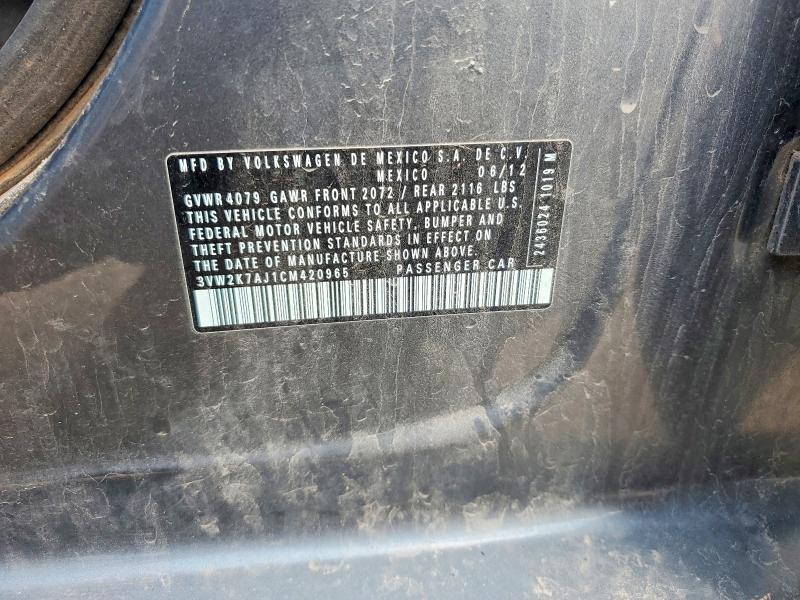 Aukcja sprzedaży 2012 Volkswagen Jetta, vin: 3VW2K7AJ1CM420965, numer aukcji: 61767296