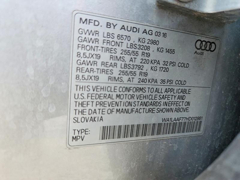 Продажа на аукционе авто 2017 Audi Q7, vin: WA1LAAF77HD012861, номер лота: 60591976