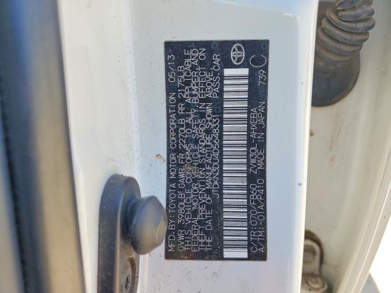 Aukcja sprzedaży 2013 Toyota Prius, vin: JTDKN3DU4D5648331, numer aukcji: 60519536