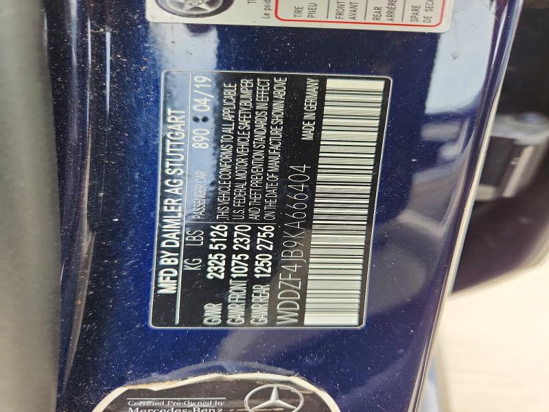 Продаж на аукціоні авто 2019 Mercedes-benz E, vin: WDDZF4JB9KA666404, номер лоту: 60806966