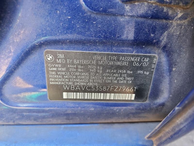 Продажа на аукционе авто 2007 Bmw 328, vin: WBAVC53587FZ79661, номер лота: 60521206
