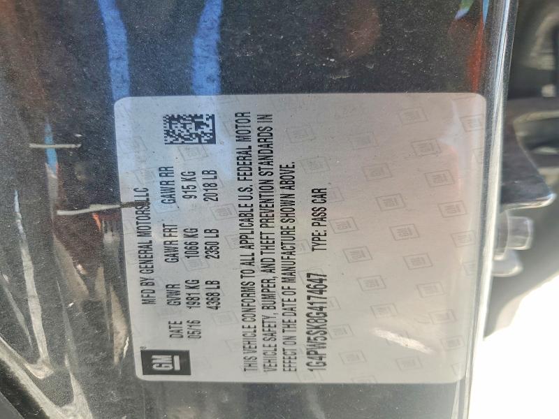 2016 Buick Verano მანქანა იყიდება აუქციონზე, vin: 1G4PW5SK8G4174647, აუქციონის ნომერი: 63365496