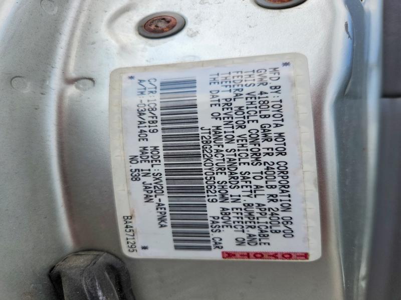 Продаж на аукціоні авто 2000 Toyota Camry, vin: JT2BG22K0Y0506219, номер лоту: 61378066