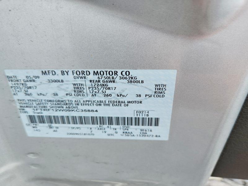 Aukcja sprzedaży 2009 Ford F150, vin: 1FTRF12W09KC35884, numer aukcji: 62342816