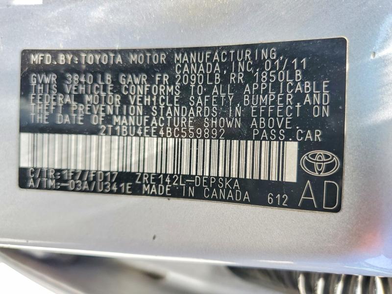 Продажа на аукционе авто 2011 Toyota Corolla, vin: 2T1BU4EE4BC559892, номер лота: 63513286