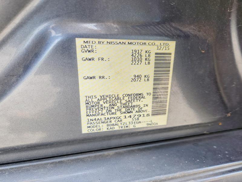 62136466 :رقم المزاد ، 1N4AL3APXGC147918 vin ، 2016 Nissan Altima مزاد بيع