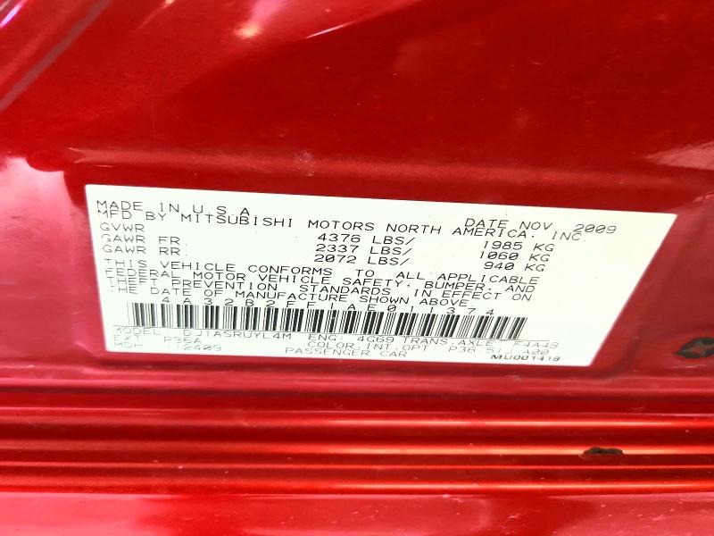 62094236 :رقم المزاد ، 4A32B2FF1AE011374 vin ، 2010 Mitsubishi Galant مزاد بيع