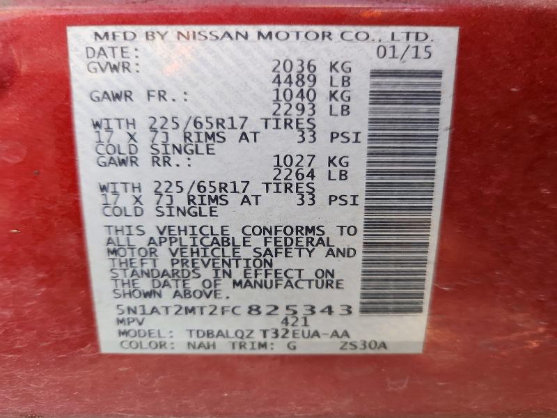 Aukcja sprzedaży 2015 Nissan Rogue, vin: 5N1AT2MT2FC825343, numer aukcji: 60379866