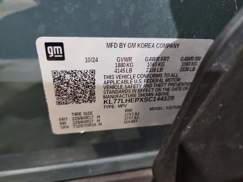 63309626 :رقم المزاد ، KL77LHEPXSC144129 vin ، 2025 Chevrolet Trax مزاد بيع