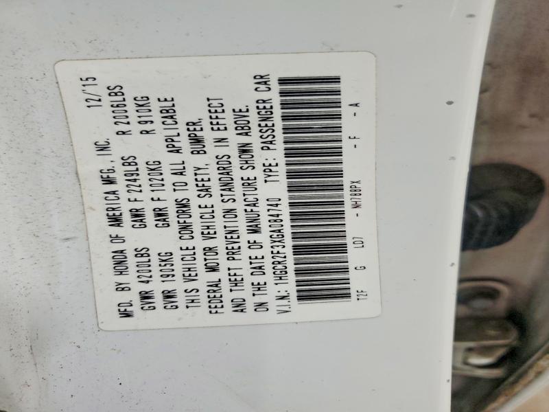 Продажа на аукционе авто 2016 Honda Accord, vin: 1HGCR2F3XGA084740, номер лота: 60956196