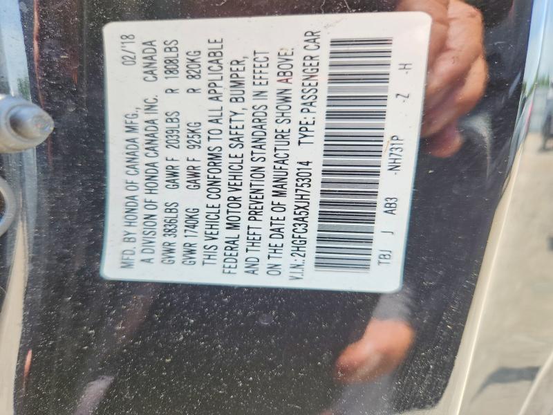 Продажа на аукционе авто 2018 Honda Civic, vin: 2HGFC3A5XJH753014, номер лота: 60512316