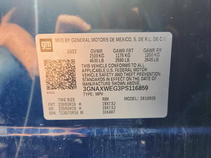 Aukcja sprzedaży 2023 Chevrolet Equinox, vin: 3GNAXWEG3PS116859, numer aukcji: 60648496