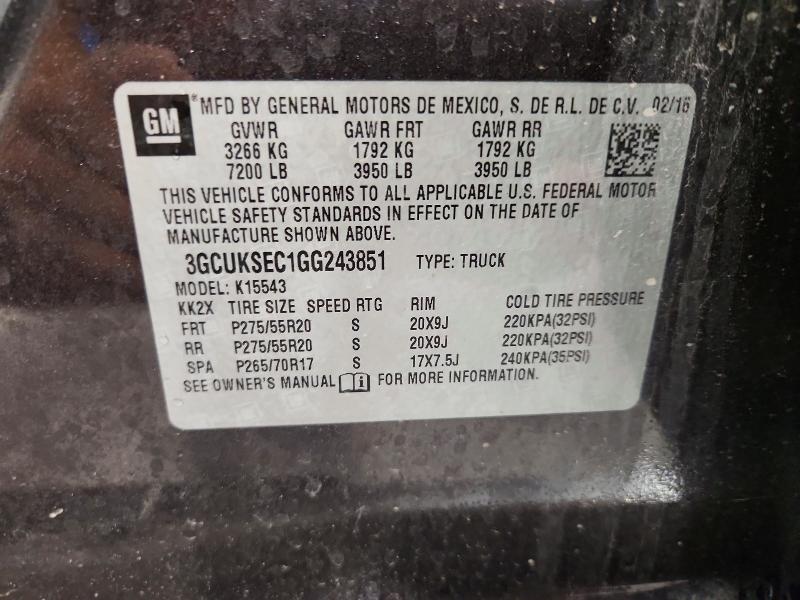 Продажа на аукционе авто 2016 Chevrolet Silverado, vin: 3GCUKSEC1GG243851, номер лота: 61822216