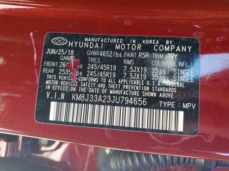 59374306 :رقم المزاد ، KM8J33A23JU794656 vin ، 2018 Hyundai Tucson مزاد بيع