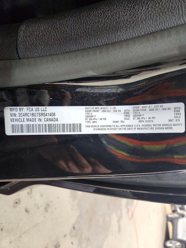 2025 Chrysler Pacifica მანქანა იყიდება აუქციონზე, vin: 2C4RC1BG7SR541408, აუქციონის ნომერი: 62399156