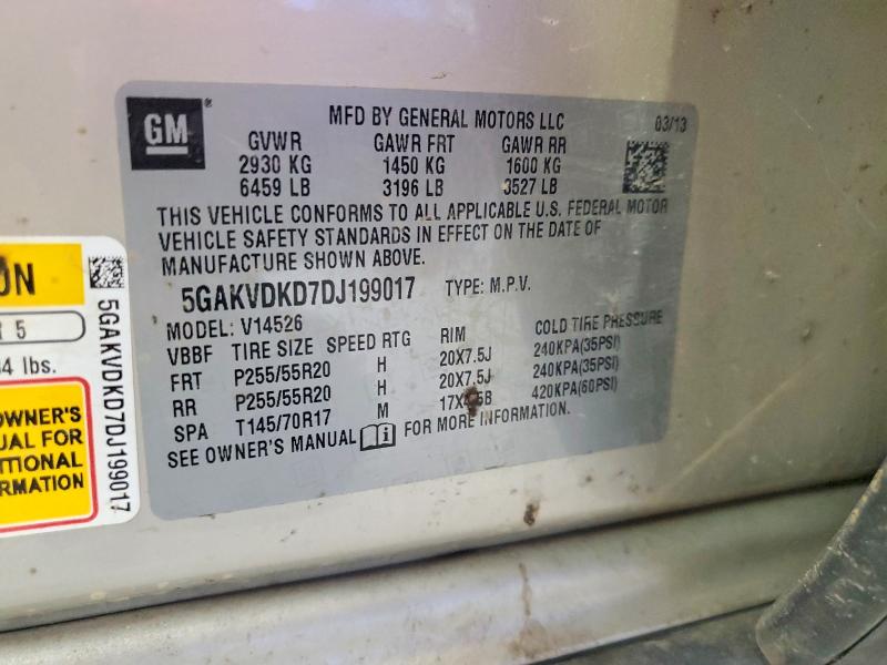 63127306 :رقم المزاد ، 5GAKVDKD7DJ199017 vin ، 2013 Buick Enclave مزاد بيع