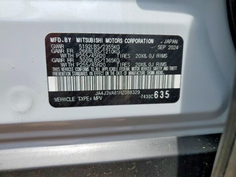 2024 Mitsubishi Outlander მანქანა იყიდება აუქციონზე, vin: JA4J3VA81RZ088329, აუქციონის ნომერი: 60579016