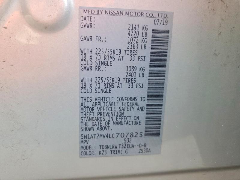 Продажа на аукционе авто 2020 Nissan Rogue, vin: 5N1AT2MV4LC707825, номер лота: 60043056