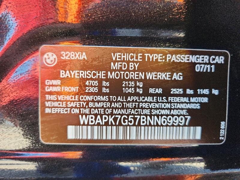 Aukcja sprzedaży 2011 Bmw 328, vin: WBAPK7G57BNN69997, numer aukcji: 60618876