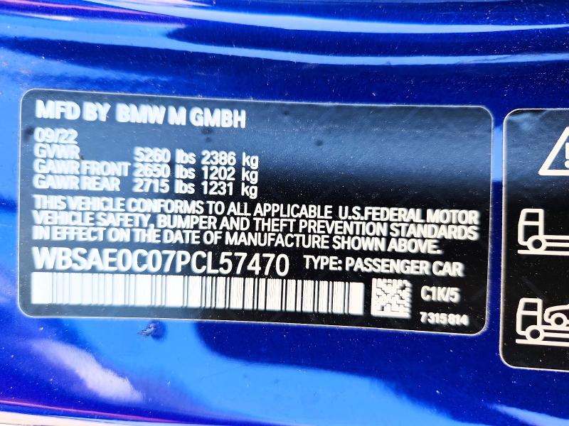 Продажа на аукционе авто 2023 Bmw M8, vin: WBSAE0C07PCL57470, номер лота: 59186556