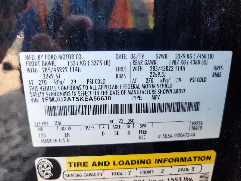 Aukcja sprzedaży 2019 Ford Expedition, vin: 1FMJU2AT5KEA56630, numer aukcji: 63391866