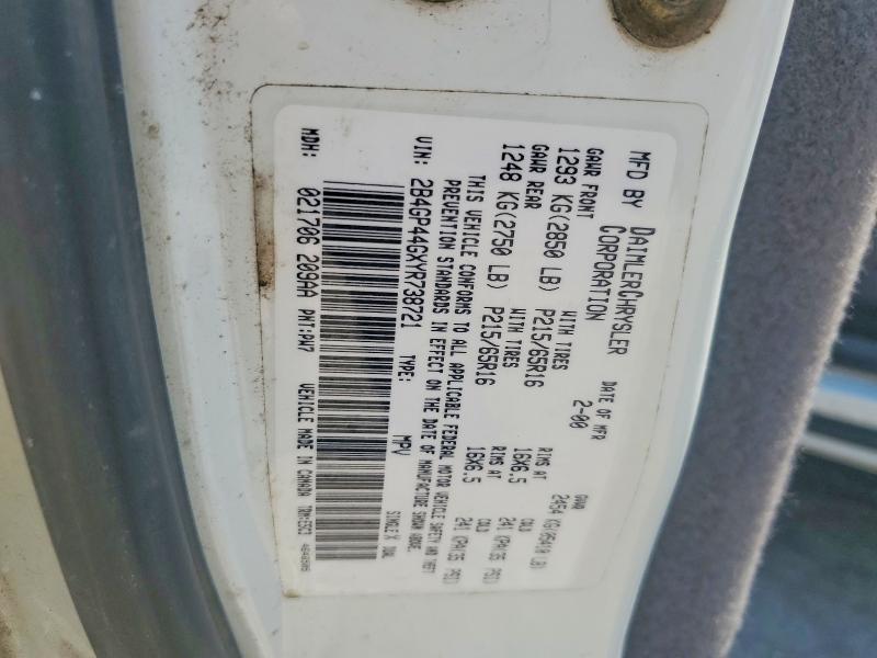Продаж на аукціоні авто 2000 Dodge Grand Caravan, vin: 2B4GP44GXYR738721, номер лоту: 61364256