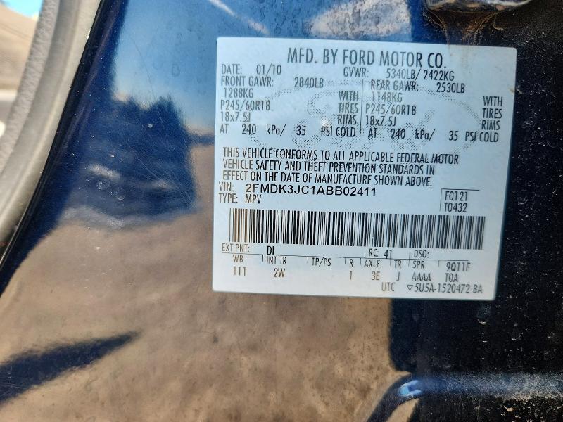 Продажа на аукционе авто 2010 Ford Edge, vin: 2FMDK3JC1ABB02411, номер лота: 59815336