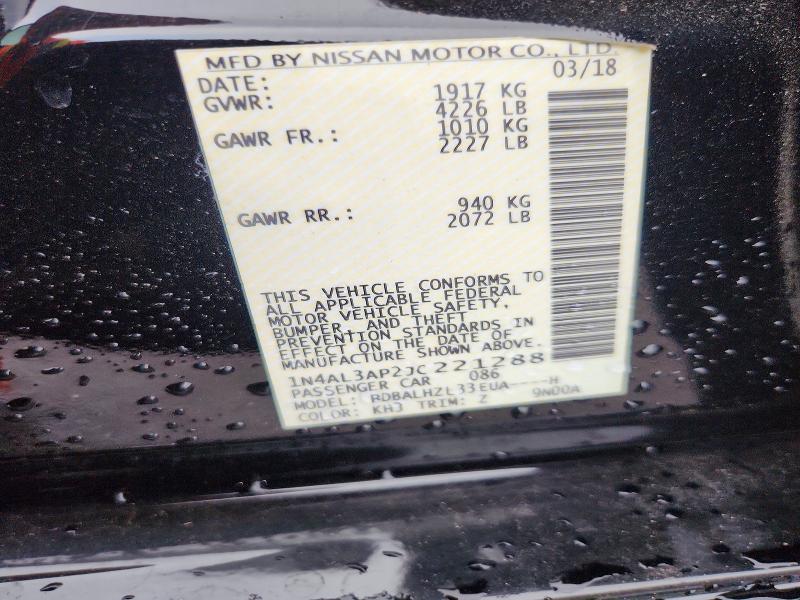 Продаж на аукціоні авто 2018 Nissan Altima, vin: 1N4AL3AP2JC221288, номер лоту: 61571116