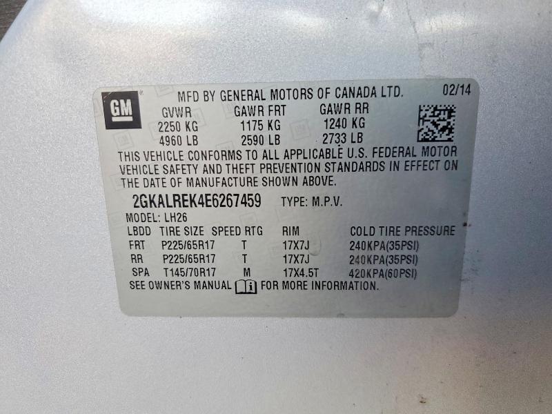 58899666 :رقم المزاد ، 2GKALREK4E6267459 vin ، 2014 Gmc Terrain مزاد بيع