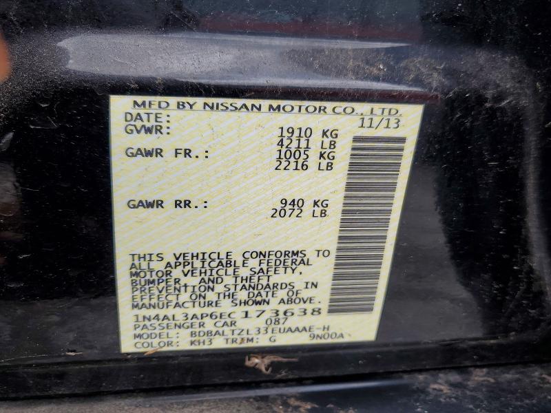 2014 Nissan Altima მანქანა იყიდება აუქციონზე, vin: 1N4AL3AP6EC173638, აუქციონის ნომერი: 62462836