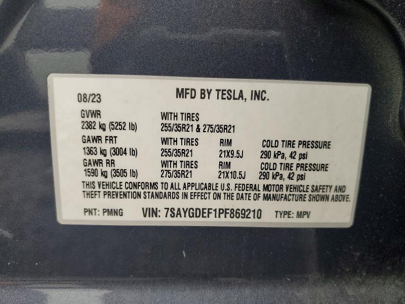 Aukcja sprzedaży 2023 Tesla Model Y, vin: 7SAYGDEF1PF869210, numer aukcji: 60030376