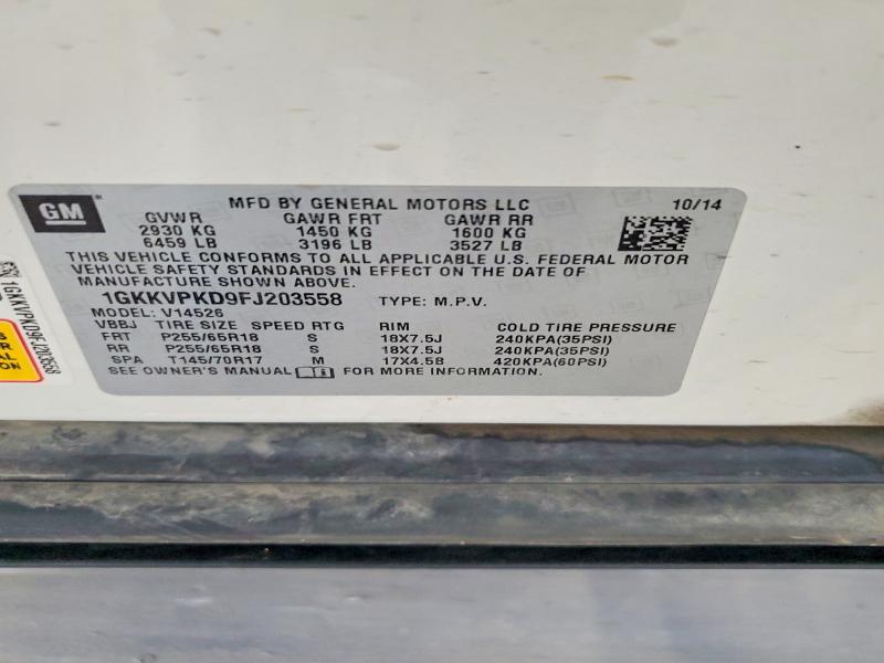 60022706 :رقم المزاد ، 1GKKVPKD9FJ203558 vin ، 2015 Gmc Acadia مزاد بيع
