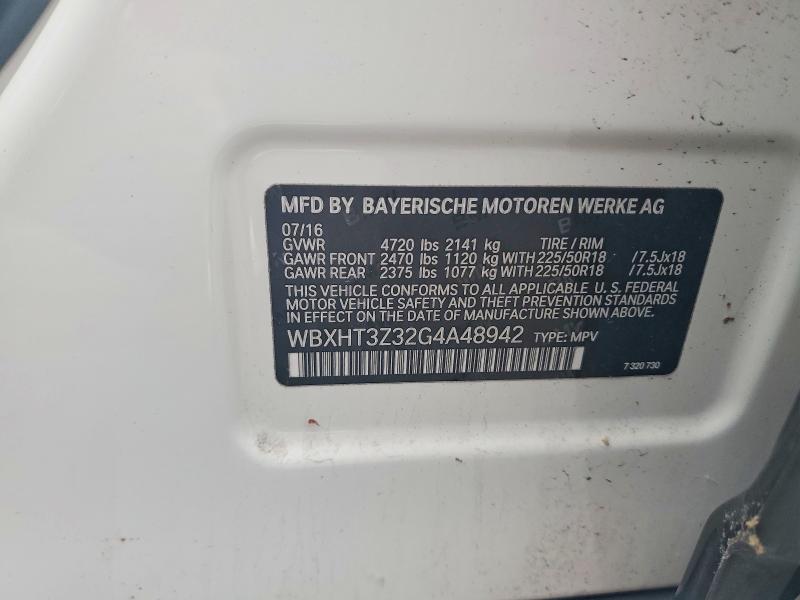 2016 Bmw X1 მანქანა იყიდება აუქციონზე, vin: WBXHT3Z32G4A48942, აუქციონის ნომერი: 58955896