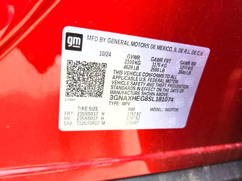 Продажа на аукционе авто 2025 Chevrolet Equinox, vin: 3GNAXHEG8SL181074, номер лота: 60424726