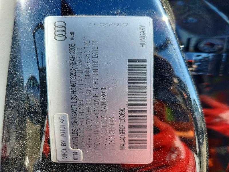61418186 :رقم المزاد ، WAUACGFF0F1002699 vin ، 2015 Audi A3 مزاد بيع