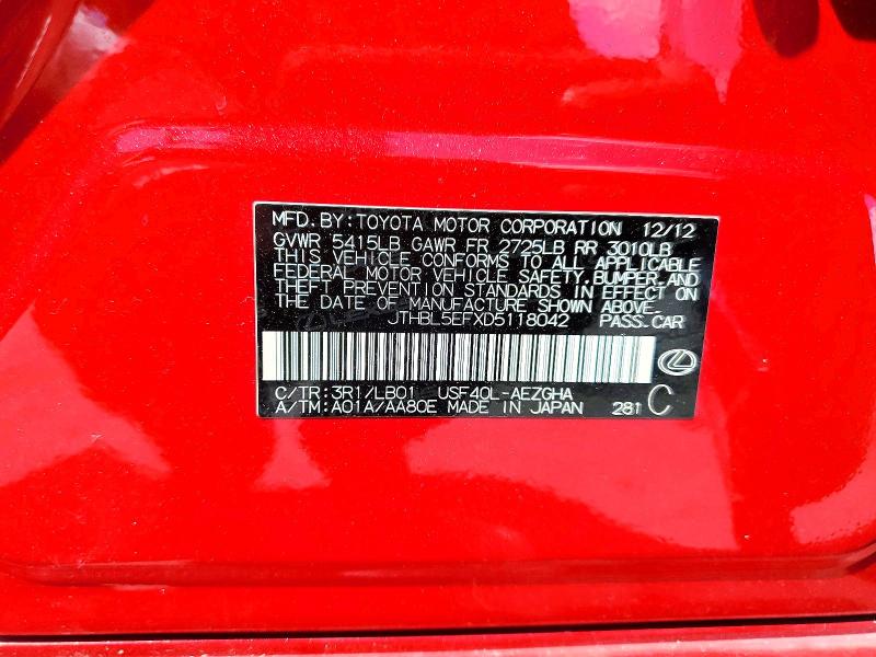 Продаж на аукціоні авто 2013 Lexus Ls, vin: JTHBL5EFXD5118042, номер лоту: 61483666