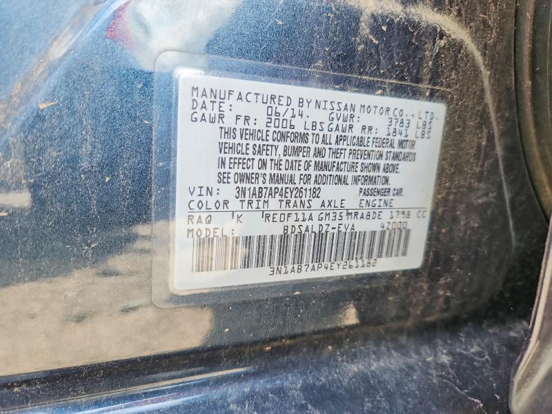 2014 Nissan Sentra მანქანა იყიდება აუქციონზე, vin: 3N1AB7AP4EY261182, აუქციონის ნომერი: 61914226